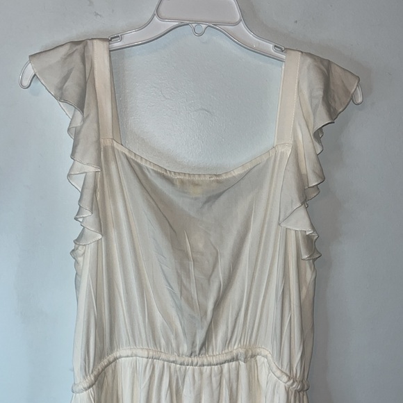 Indigo Rose Size Large Ruffle Sleeveless Button Front Off White High Low Dress - Picture 5 of 10